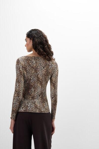Brown Sexy Strong Feminine Animal Print Cashmere Top, 5601_182K, large image number 2