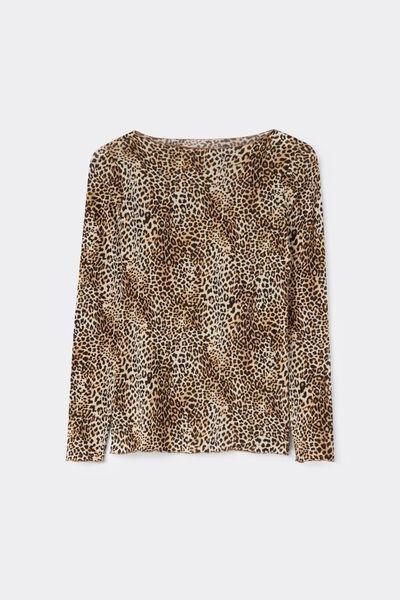 Brown Sexy Strong Feminine Animal Print Cashmere Top, 5601_182K, large image number 3