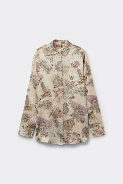 Beige La Dolce Vita Printed Silk Shirt, 5601_199K, large image number 0