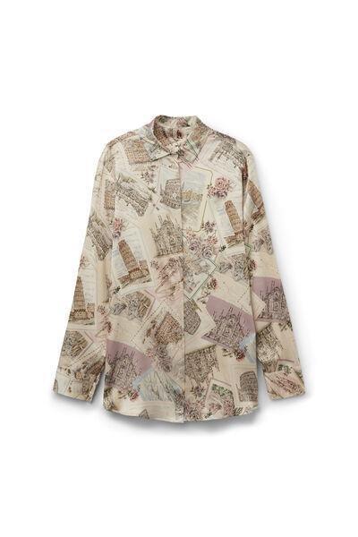 Beige La Dolce Vita Printed Silk Shirt, 5601_199K, large image number 1