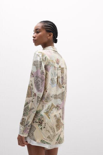 Beige La Dolce Vita Printed Silk Shirt, 5601_199K, large image number 2