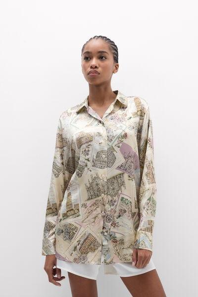 Beige La Dolce Vita Printed Silk Shirt, 5601_199K, large image number 3