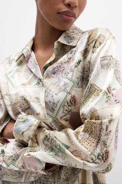 Beige La Dolce Vita Printed Silk Shirt, 5601_199K, large image number 5