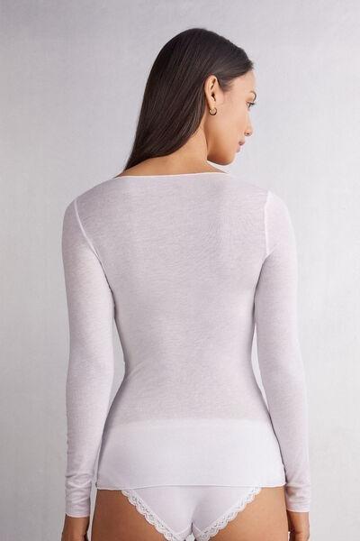 White Ultralight Boat-Neck Sweater, , large image number 4