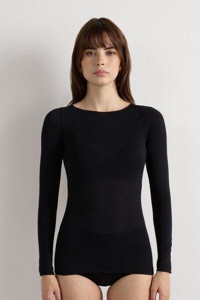 Black Ultralight Boat-Neck Top, Black, large image number 3