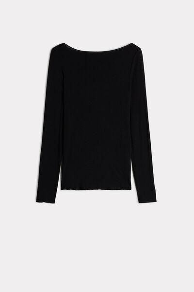 Black Boat Neck  Modal Cashmere Ultralight Jumper, , large image number 4