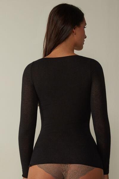 Black Boat Neck  Modal Cashmere Ultralight Jumper, , large image number 6