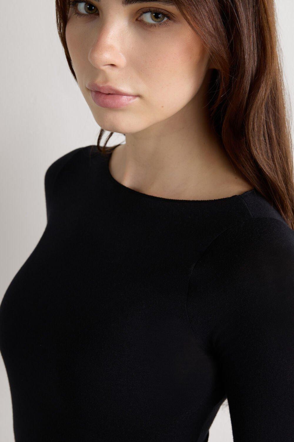 Black Ultralight Boat-Neck Top, Black, large image number 6
