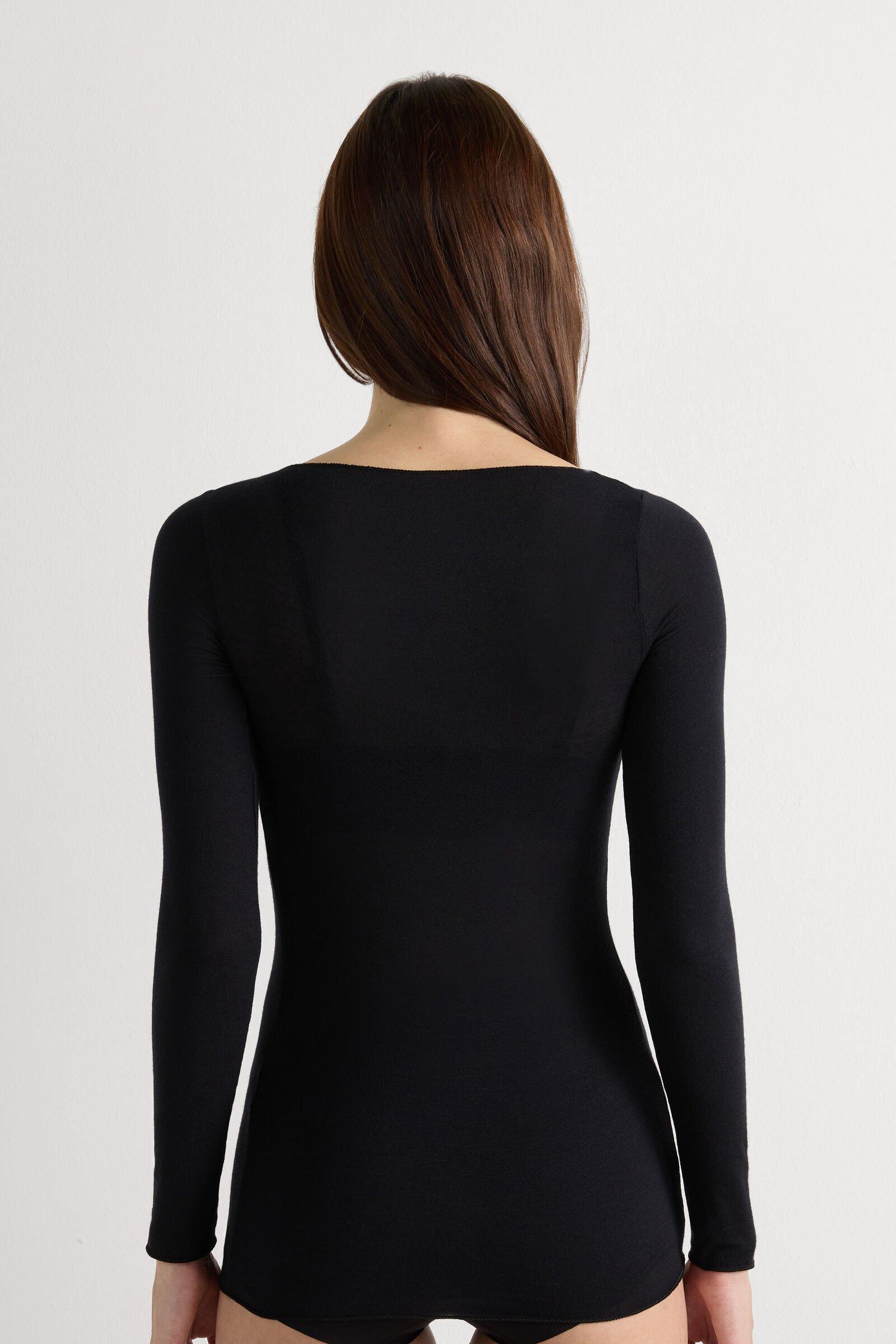 Black Ultralight Boat-Neck Top, Black, large image number 8