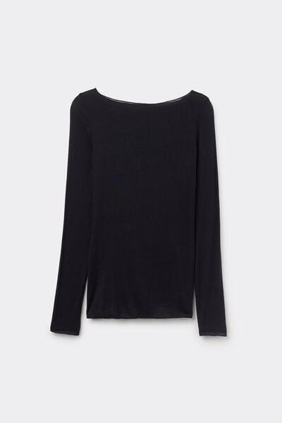 Black Ultralight Boat-Neck Top, Black, large image number 9
