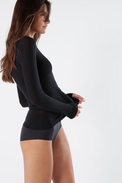 Black Ultralight Boat-Neck Top, Black, large image number 12