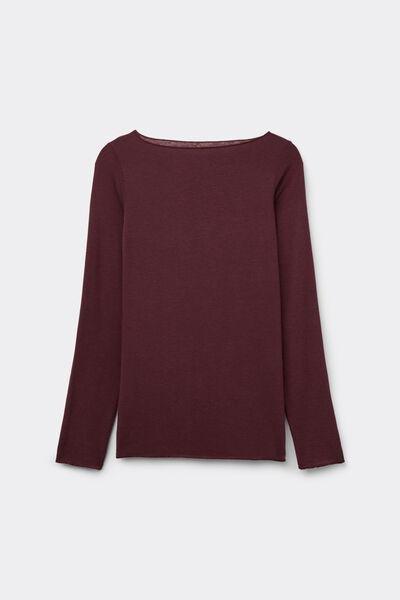 Burgundy Boat Neck Modal Cashmere Ultralight Blouse, 5601_028K, large image number 2