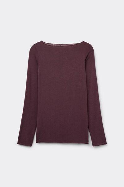 Burgundy Boat Neck Modal Cashmere Ultralight Blouse, 5601_028K, large image number 7
