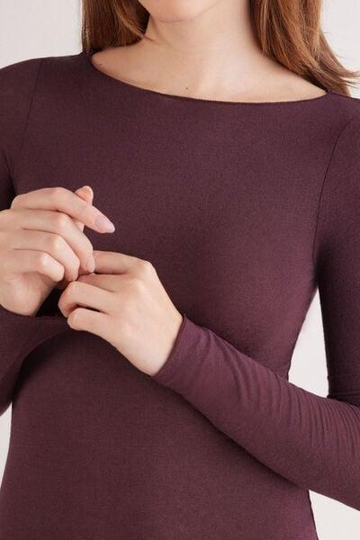 Burgundy Boat Neck Modal Cashmere Ultralight Blouse, 5601_028K, large image number 10