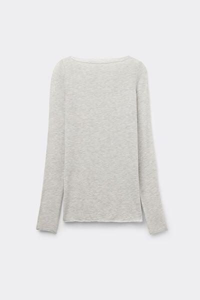 Grey Boat Neck Modal Cashmere Ultralight Blouse, , large image number 2