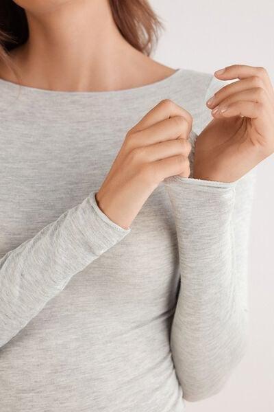 Grey Ultralight Boat-Neck Cashmere top, 5601_035K, large image number 5