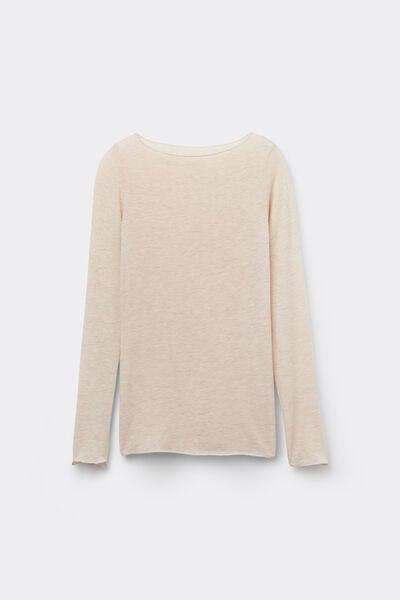 Beige Long-Sleeve Cashmere Top, 5601_036K, large image number 7