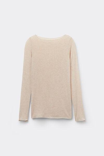 Beige Long-Sleeve Cashmere Top, 5601_036K, large image number 13