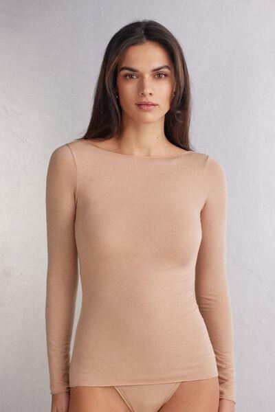 Beige Boat Neck Jumper, , medium