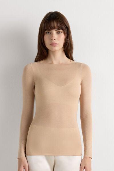 Beige Boat Neck Jumper, Soft Beige, large image number 3