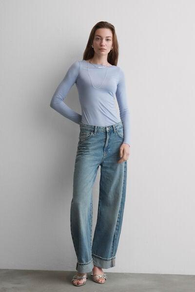 Blue Boat Neck Modal Cashmere Ultralight Jumper, 5601_064K, medium