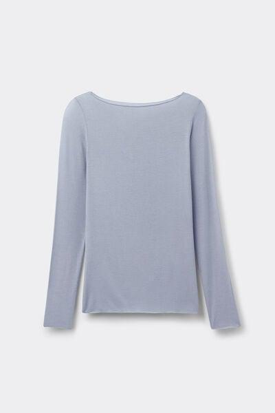 Blue Boat Neck Modal Cashmere Ultralight Jumper, 5601_064K, large image number 3