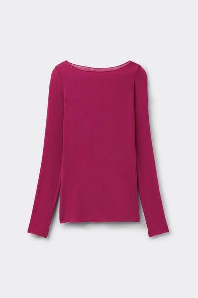 Pink Boat Neck Modal Cashmere Ultralight Jumper, 5601_110K, large image number 3