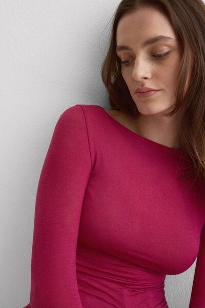Pink Boat Neck Modal Cashmere Ultralight Jumper, 5601_110K, large image number 5