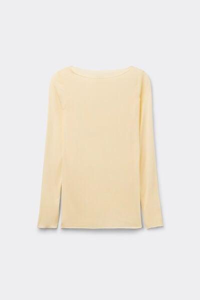 Yellow Boat Neck Modal Cashmere Ultralight Jumper, 5601_112K, large image number 3