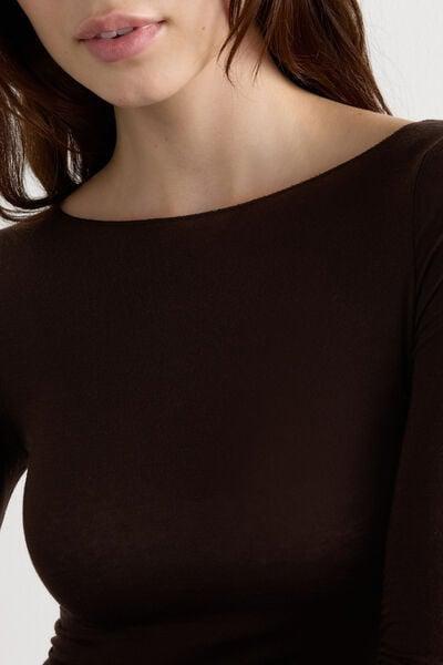 Brown Boat Neck Ultralight Top, No Colour, large image number 6