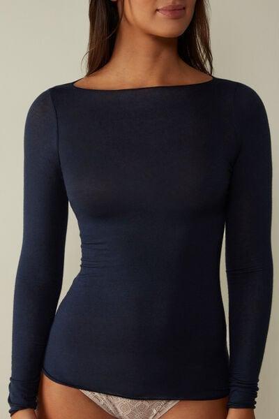 Navy Boat Neck Ultralight Top, Intense Blue, large image number 7