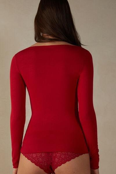 Red Boat Neck  Modal Cashmere Ultralight Jumper, , large image number 6