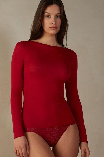 Red Long-Sleeve Cashmere Top, Red, large image number 11