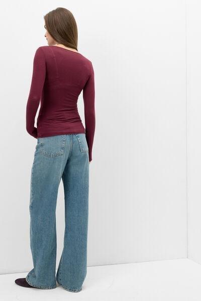 Red Boat Neck Modal Cashmere Ultralight Top, 5601_181K, large image number 2