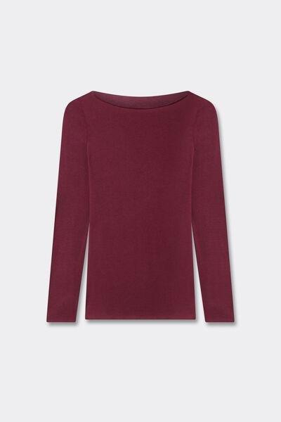 Red Boat Neck Modal Cashmere Ultralight Top, 5601_181K, large image number 3