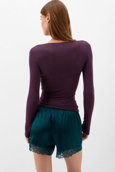 Purple Boat Neck Modal Cashmere Ultralight Top, 5601_198K, large image number 2