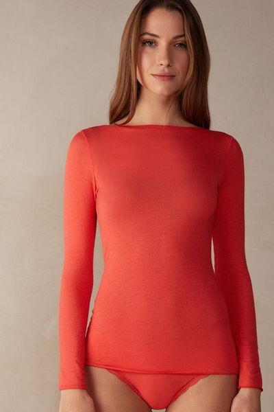 Red Boat Neck Cashmere Ultralight Jumper, , large image number 0