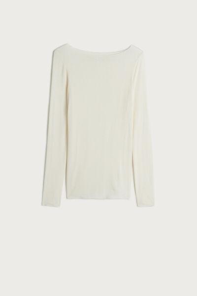 White  Boat Neck  Modal Cashmere Ultralight Jumper, , large image number 2
