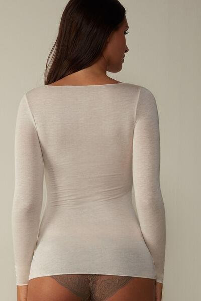 White  Boat Neck  Modal Cashmere Ultralight Jumper, , large image number 3