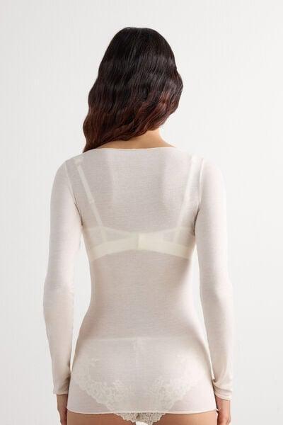White Boat Neck Top, Vanilla, large image number 5