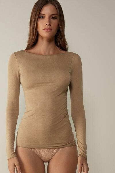 Brown Boat Neck Top, , large image number 0
