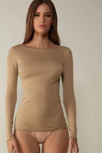 Intimissimi - Brown Boat Neck  Modal Cashmere Ultralight Jumper