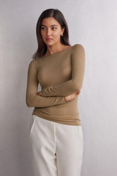 Intimissimi - Brown Boat Neck  Modal Cashmere Ultralight Jumper