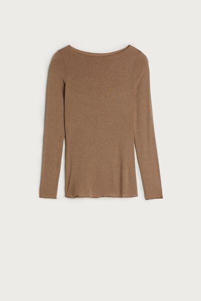 Brown Boat Neck Top, , large image number 2