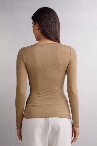 Brown Boat Neck Top, , large image number 3