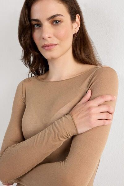 Brown Boat Neck Top, Toffee Brown, large image number 6