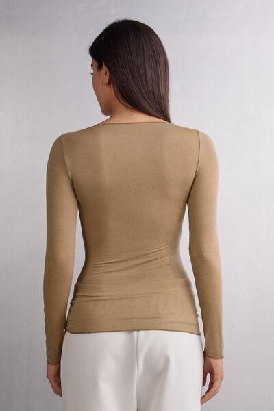 Brown Boat Neck Top, Toffee Brown, large image number 8