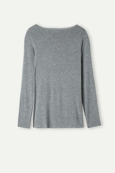 Grey Boat Neck Modal Cashmere Ultralight Jumper, , large image number 2