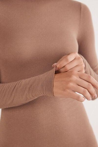 Caramel Boat Neck Modal Cashmere Ultralight Blouse, Brown Mocha, large image number 12