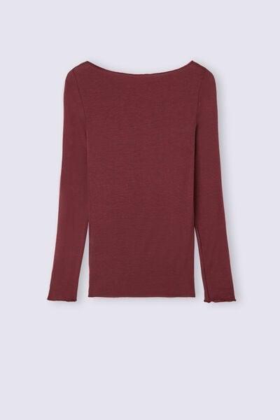 Red Boat Neck Modal Cashmere Ultralight Jumper, 5601_653J, large image number 2